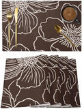 Placemats Set of 8, Brown Flowers Woven Placemat, Linen Place Mats for