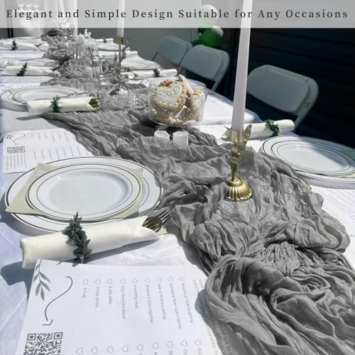 12 Pack Gray 10FT Cheesecloth Table Runner Rustic Gauze Fabric Cheese