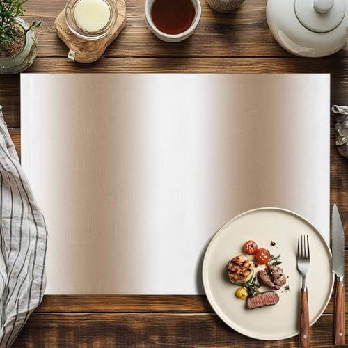 Placemats Set of 8, Khaki White Ombre Cotton Linen Place Mats, Modern