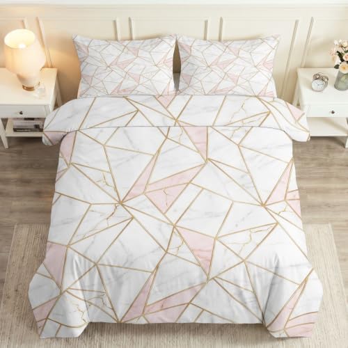King Duvet Cover Set Soft Microfiber Modern Geometry