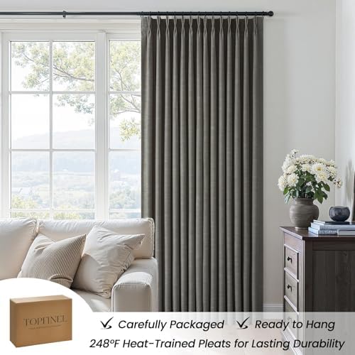Pinch Pleated Blackout Curtains 84 Inch Long 2 Panels Set Carbon Grey