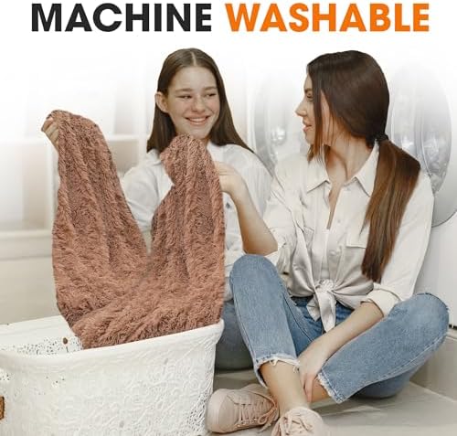 Cheer Collection Throw Blanket - Shaggy Hair Fluffy Blanket for Couch