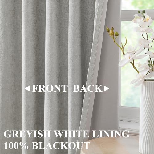 Vision Home Silver Grey Pinch Pleated Full Blackout Curtains Velvet
