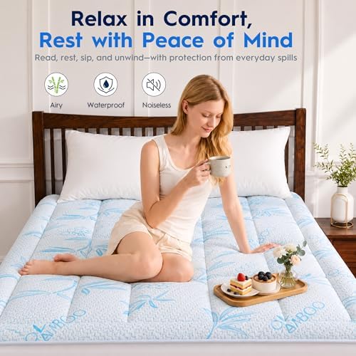 Waterproof Mattress Pad Queen Size, Mattress Topper Cooling for Hot