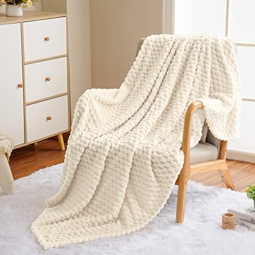 Vessia Flannel Fleece King Size Bed Blanket(108x90 inch), 3D Jacquard