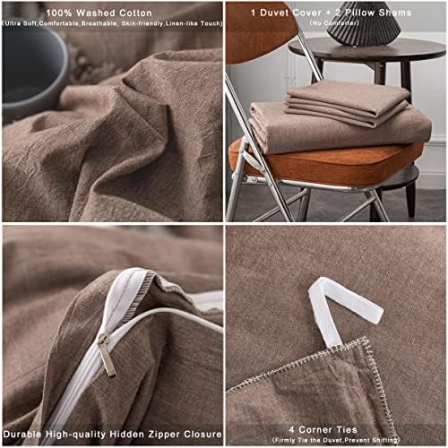 Janlive Washed Cotton Duvet Cover King Ultra Soft 100% Cotton Solid
