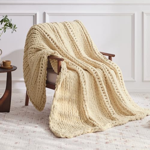 Negwoo Chunky Knit Throw Blanket, Knitted Throw Chenille Yarn, 50"*60"