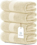 White Classic Luxury Beige Bath Towels - 4 Pack, 100% Turkish Cotton