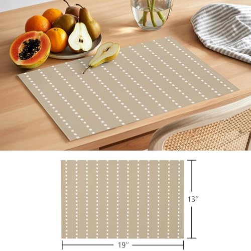 Round Placemats Set of 8 Neutral Sandy Place Mats Rustic Minimalist