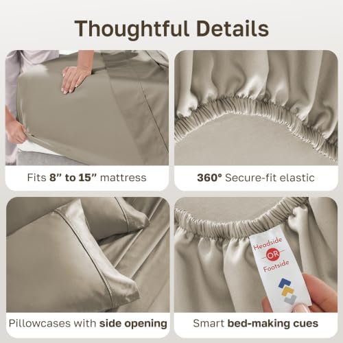 California Design Den Soft 100% Cotton Split King Bed Sheets, 5 Pcs