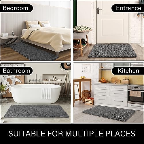 LOCHAS Bathroom Rugs Sets 2 Piece, Chenille Non Slip Bath Mat Set