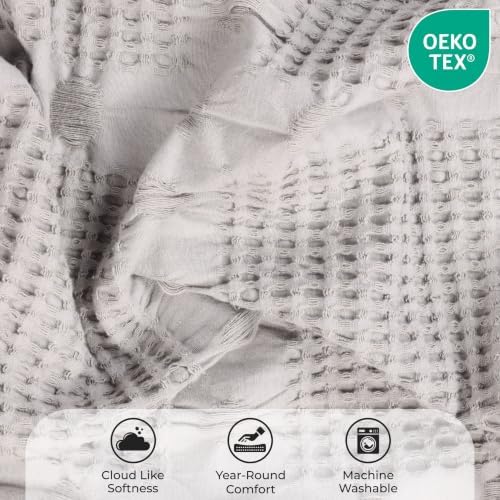 SUPERIOR Waffle Weave Cotton Blanket, Comfy Blanket for Bedroom Decor