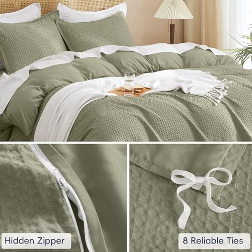 PHF Waffle Duvet Cover King, Ultra Soft & Breathable, 104"x90", Dusty