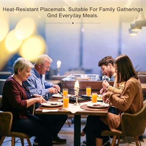 M METERXITY Round Placemats Set of 6, 14 Inch PVC Leather Place Mats