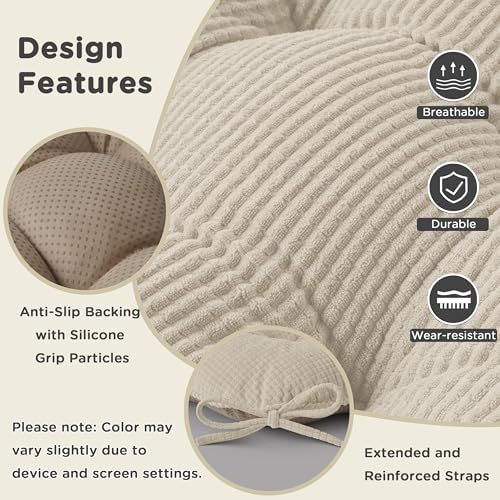 AddGrace Dining Chair Cushions Set of 4 Non-Slip 18"x16"x3" Cream