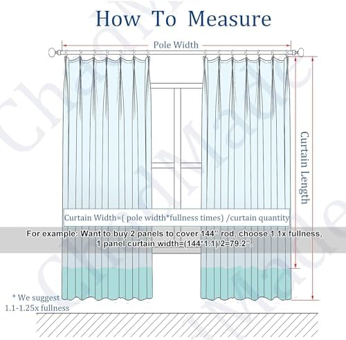 ChadMade Pinch Pleat Blackout Curtain Heavyweight 84 Inches Long Drape