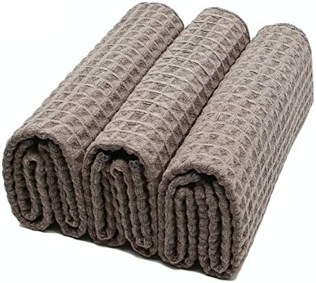 Waffle Weave Kitchen Towels Dish Towels, 3 Pack, 16x24 Inch, Gray