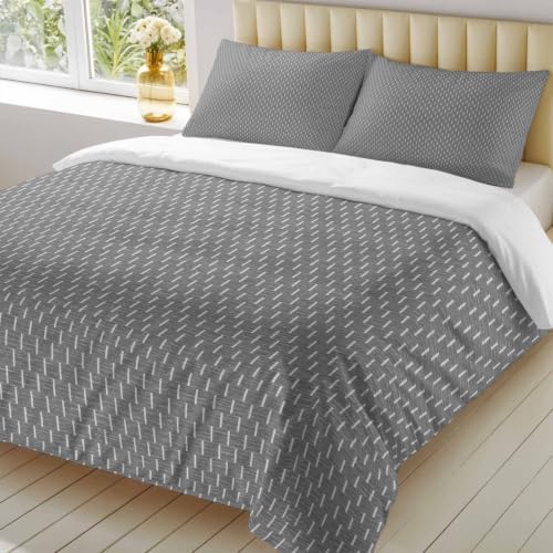 Duvet Cover Queen Size, Grey Abstract Art 3-Piece Bedding