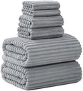 6 Piece Bath Towel Set, 40"x80" Oversized Bath Sheets, Grey