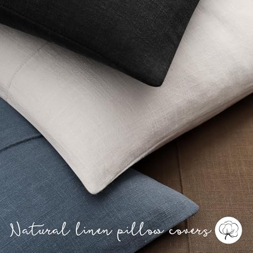 ZWJD Decorative Linen Throw Pillow Covers 22x22 Set of 2 Solid