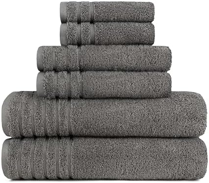 BW Luxe Home Bath Towel Set, 6-Piece, 100% Turkish Cotton, 600 GSM