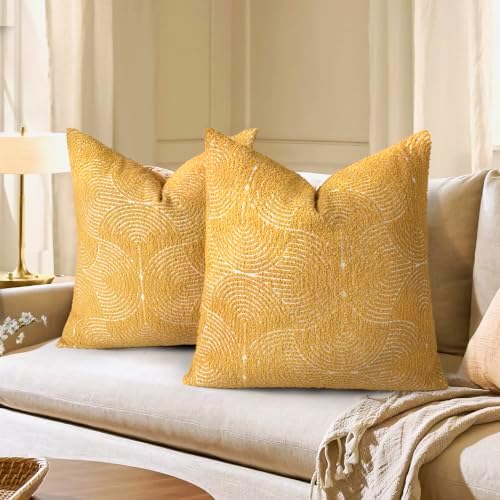 AELS Boho Decorative Textured Throw Pillow Covers 20x20, Organic