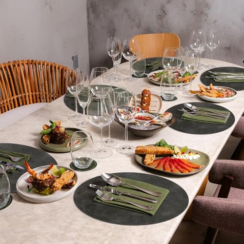 ADRIMER Round Placemats Set of 12, Heat Resistant 13 Inch, Dark Grey