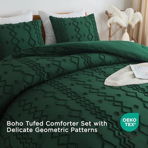Andency King Size Comforter Set Emerald Green, 3 Pieces Bedding