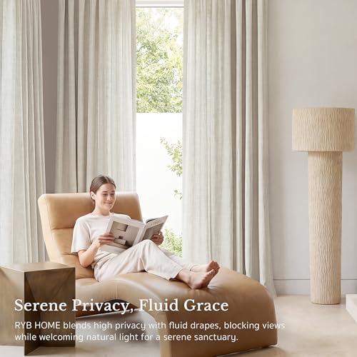 RYB HOME Light Filtering Curtains 96 inches Long 2 Panels Set, Thick