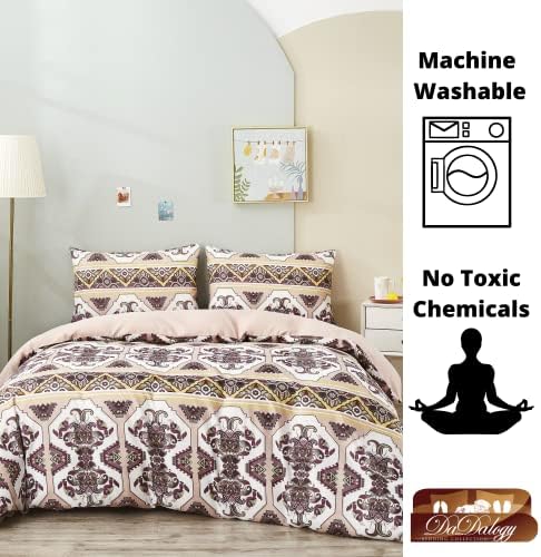 DaDa Bedding Reversible Burgundy Duvet Cover Set, Blush Pink Boho