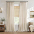 Hokibero Cream Pinch Pleated Linen Curtains 120 Inch Long for Living