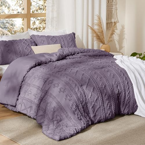 Bedsure Boho Comforter Set Queen, Bedroom Decor Bedding Set Grayish