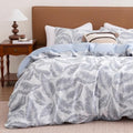 SLEEP ZONE Duvet Cover Set King, Rustic Jacquard Bedding Set, Gray