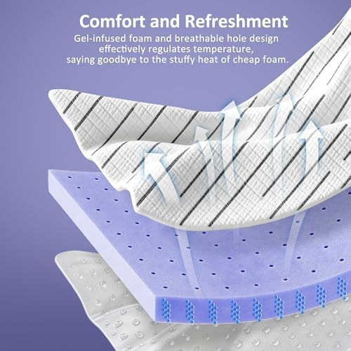 3 Inch Gel Memory Foam Mattress Topper Queen Size with Removable &