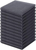 Kitinjoy 100% Cotton Waffle 12-Pack Kitchen Towels, 12" x 12", Dark