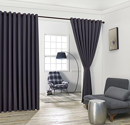 LinenZone 108x120 Extra Wide Charcoal Curtain Panels.