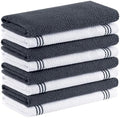 Homaxy Dual Design Cotton Kitchen Towels(16" x 26", 8 Pack), Dark Grey