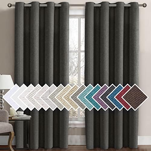 H.VERSAILTEX Linen Blackout Curtain 84 Inches Long for Bedroom/Living