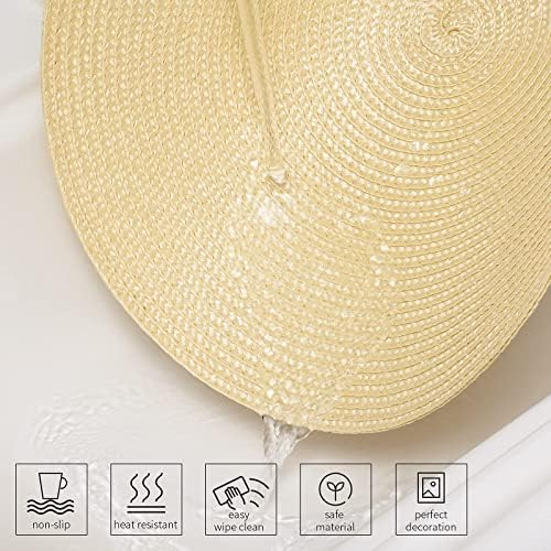 AHHFSMEI Round Braided Placemats Set of 8 15 Inch Beige Table Mats