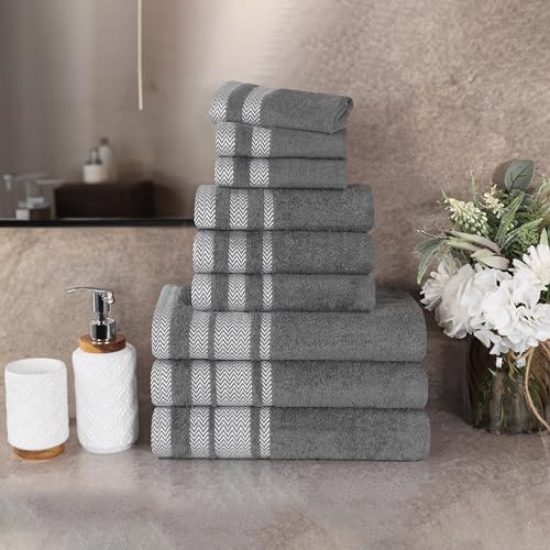 SUPERIOR Cotton 9 Piece Towel Set, Plush Soft Absorbent Towel