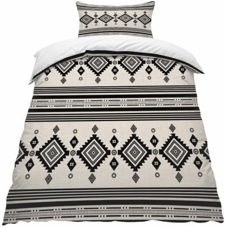 Beige Boho Southwestern Duvet Cover Queen Size,Quilt Cover 90"x90"