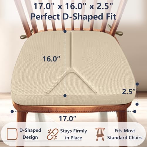 Chair Cushions for Dining Chairs Set of 4, 17" x 16" x 2.5" Thick