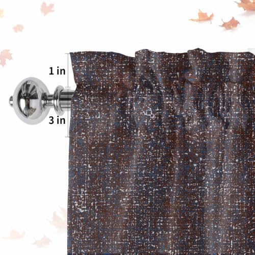Brown Window Curtains 72 Inch Length, Farmhouse Vintage Chocolate