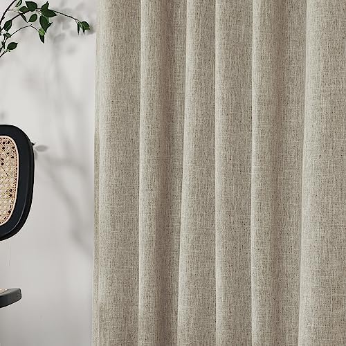 INLINAS Faux Linen Knotted Texture Blackout Curtains - 100% Light