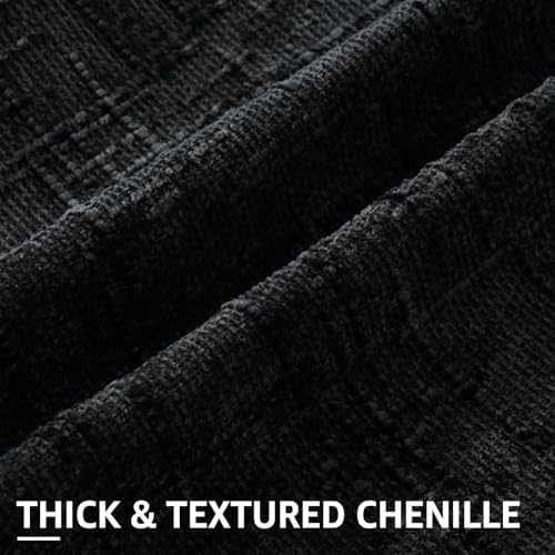 decorUhome Textured Chenille Throw Pillow Covers 18x18 Set of 2 Black