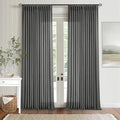 Charcoal Gray Linen Pinch Pleat Semi Sheer 120 Inch Curtains 2 Panels