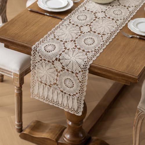 kilofly Handmade Crochet Cotton Rectangular Table Runner