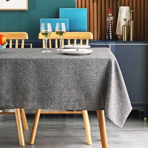 MikiUp Faux Linen Tablecloth - Slubby Textured Weaves Table Cloth for