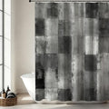 Mocsicka Grey Patchwork Shower Curtain, Black and White Modern