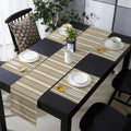 Brown Grey Striped Table Runner and Placemats for Dining Table,Burlap